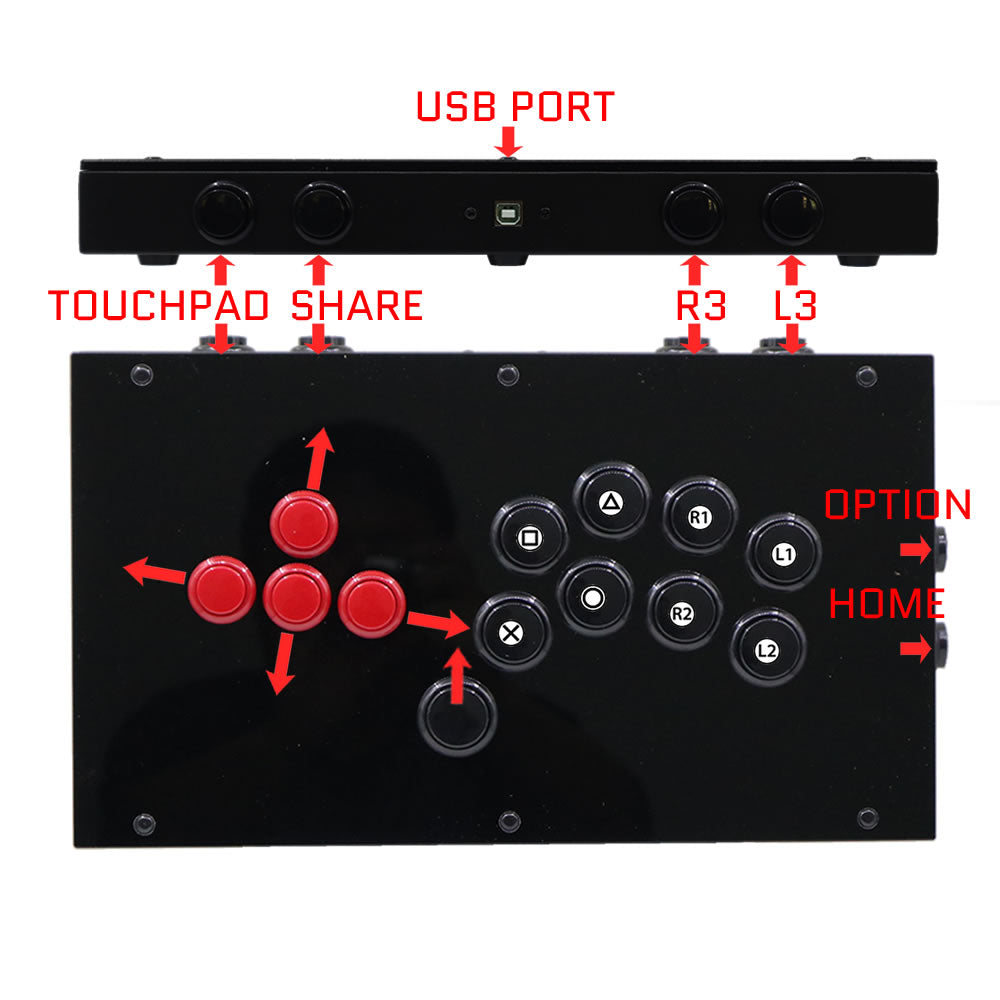 RAC-J802B All Button Leverless Arcade Game Controller for PC/PS/XBOX/SWITCH (Online Only)