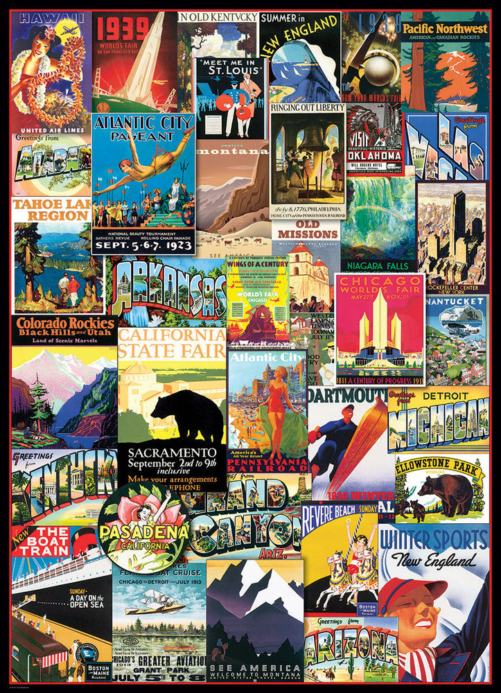 Puzzle: Vintage Art Collages - Travel USA Vintage Posters (ONLINE ORDER ONLY)