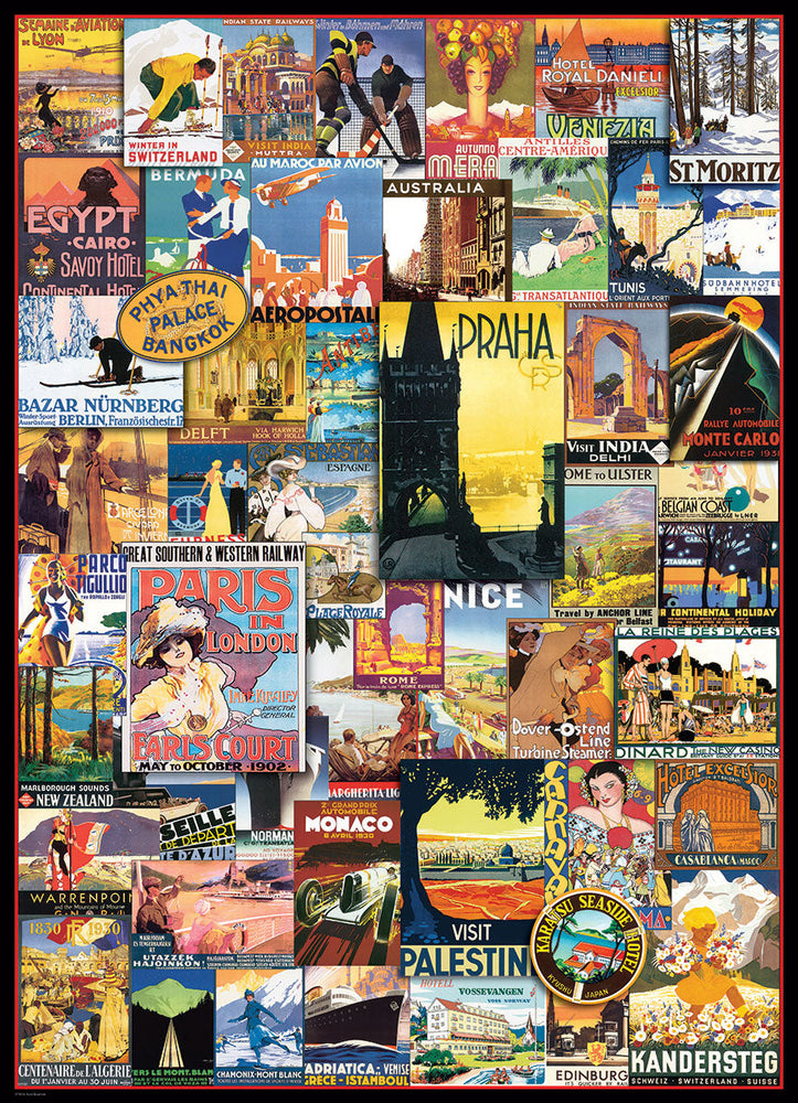 Puzzle: Vintage Art Collages - Travel Around the World Vintage Posters (ONLINE ORDER ONLY)