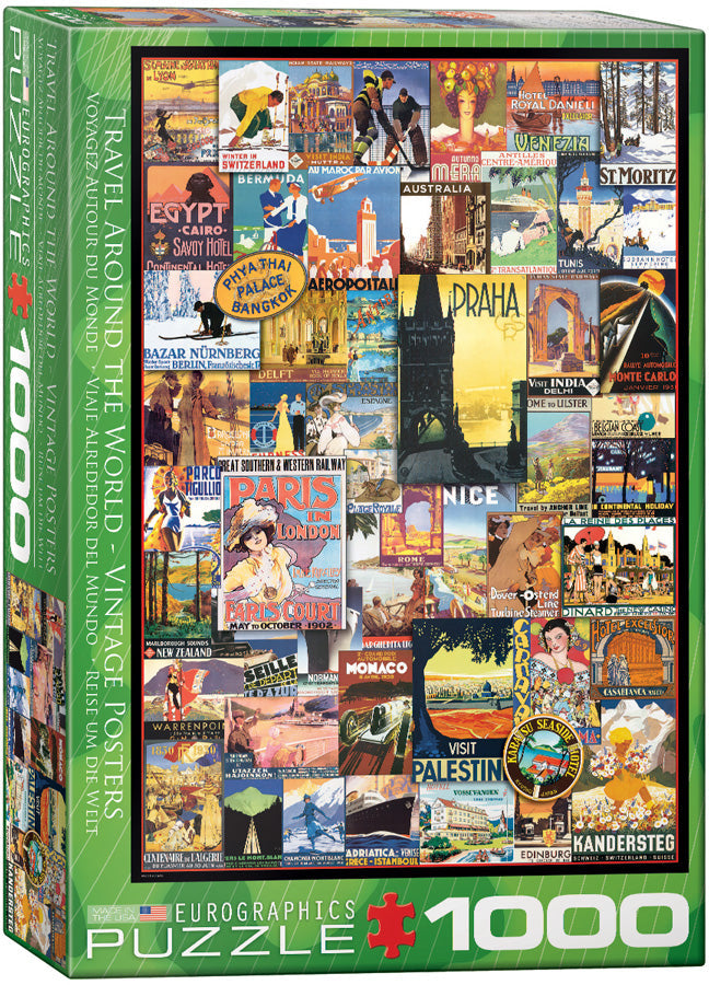 Puzzle: Vintage Art Collages - Travel Around the World Vintage Posters (ONLINE ORDER ONLY)