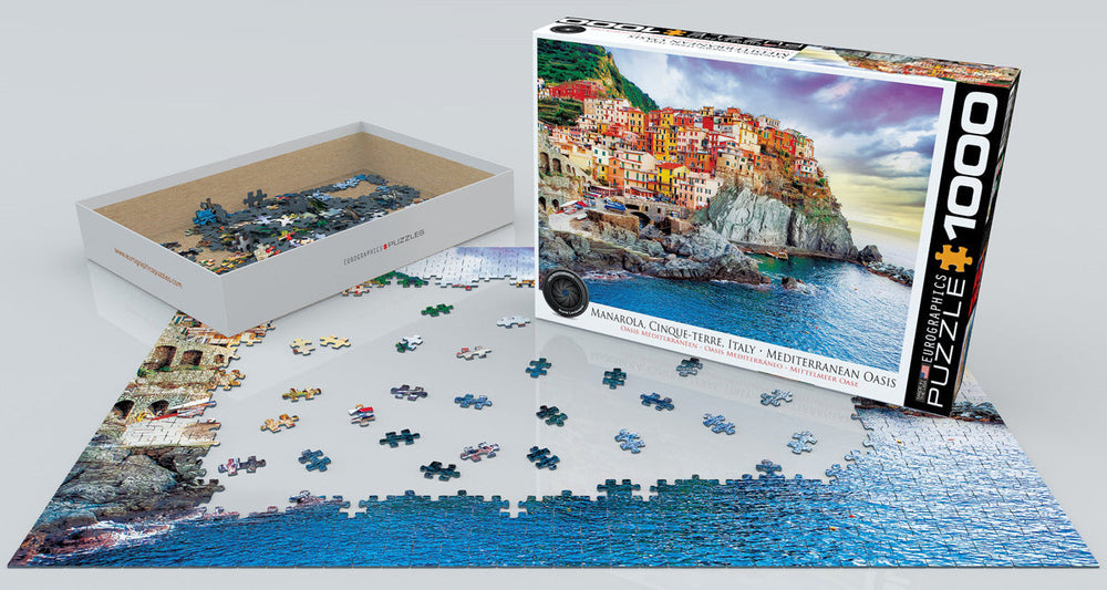 Puzzle: HDR Photography - Manarola Cinque Terre Italy Mediterranean Oasis (ONLINE ORDER ONLY)
