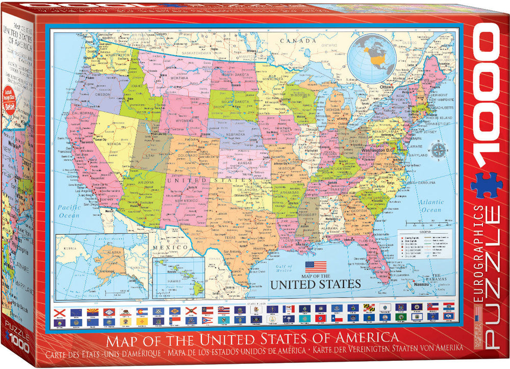 Puzzle: Maps & Flags - Map of the United States of America (ONLINE ORDER ONLY)