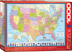 Puzzle: Maps & Flags - Map of the United States of America (ONLINE ORDER ONLY)