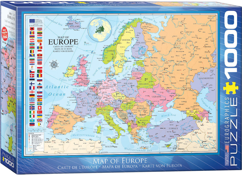 Puzzle: Maps & Flags - Map of Europe (ONLINE ORDER ONLY)