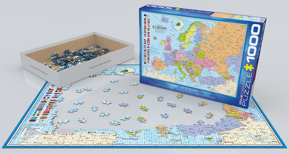 Puzzle: Maps & Flags - Map of Europe (ONLINE ORDER ONLY)