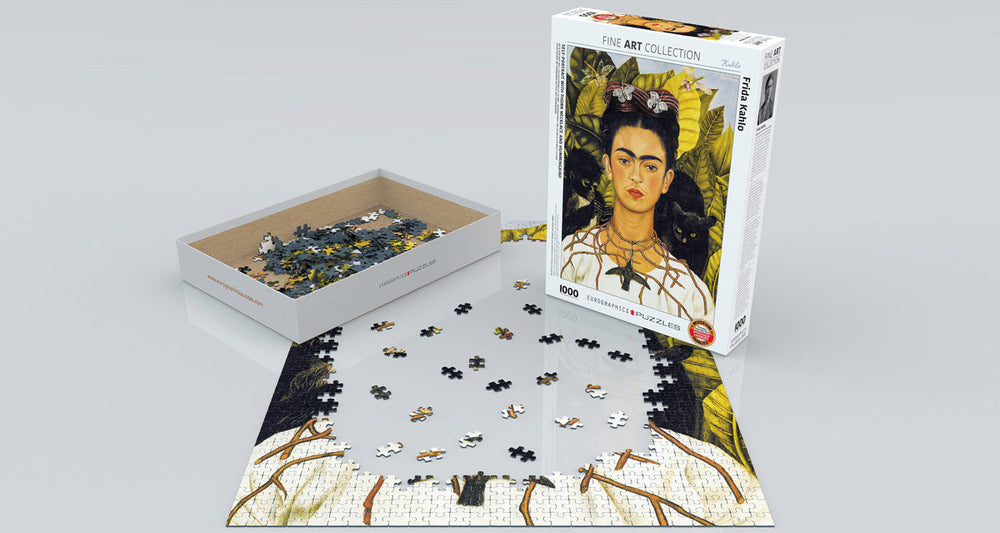 Puzzle: Fine Art Masterpieces - Self-Portrait with Thorn Necklace and Hummingbird by Frida Kahlo (ONLINE ORDER ONLY)