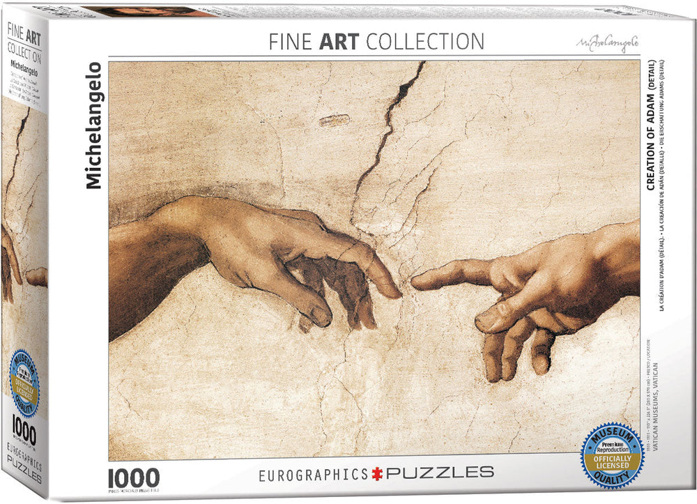 Puzzle: Fine Art Masterpieces - Creation of Adam (Detail) by Michelangelo (ONLINE ORDER ONLY)