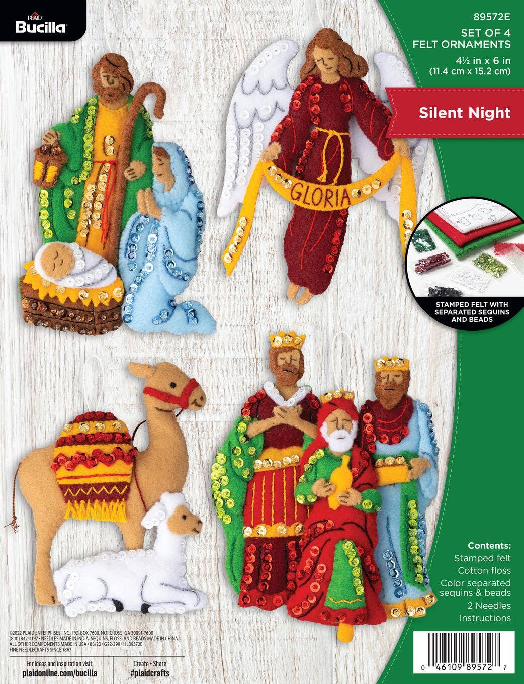 Plaid Crafts - Bucilla Silent Night Felt Ornament Kit Set of 4 (ONLINE ORDER ONLY)