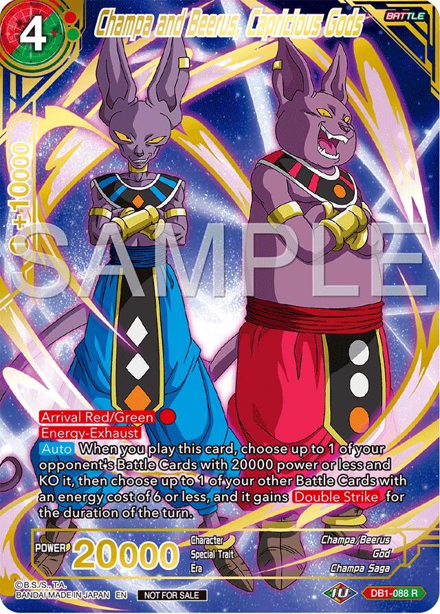 Champa and Beerus, Capricious Gods (Championship 2024 Finals Pack) (Gold Stamped) (DB1-088) [Tournament Promotion Cards] (ONLINE ORDER ONLY)