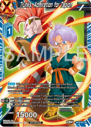 Trunks, Admiration for Tapion (Championship 2024 Finals Zenkai Pack) (BT24-027) [Tournament Promotion Cards] (ONLINE ORDER ONLY)