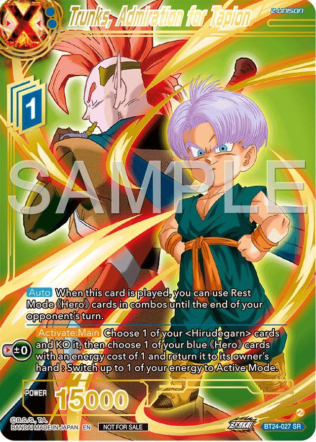 Trunks, Admiration for Tapion (Championship 2024 Finals Zenkai Pack) (Gold Stamped) (BT24-027) [Tournament Promotion Cards] (ONLINE ORDER ONLY)