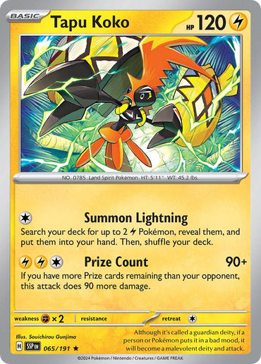 Tapu Koko (065/191) (Theme Deck Exclusive) [Scarlet & Violet: Surging Sparks] (ONLINE ORDER ONLY)