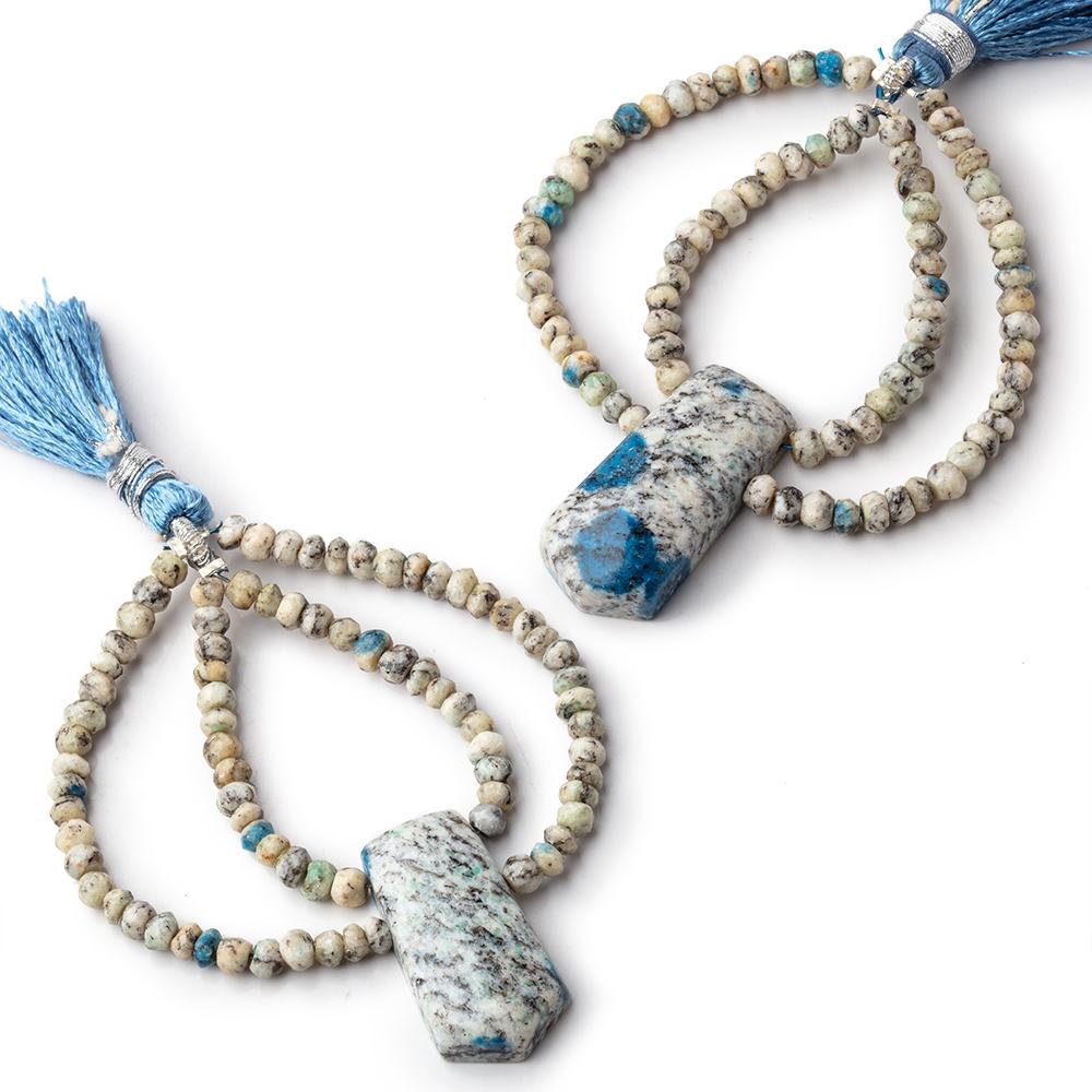 60x50mm K2 Azurite Granite "K2 Jasper" Fancy Focal Beads Set of 2 (ONLINE ORDER ONLY)