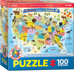 Puzzle: Educational Charts for Kids - Illustrated Map of the United States of America (ONLINE ORDER ONLY)
