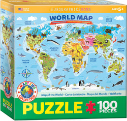 Puzzle: Educational Charts for Kids - Illustrated Map of the World (ONLINE ORDER ONLY)