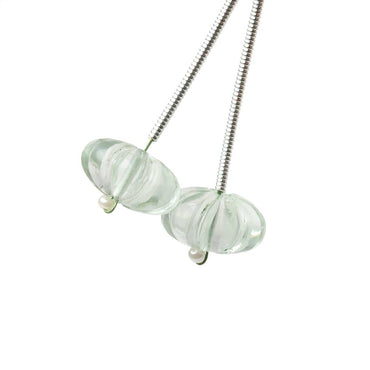 11-12mm Prasiolite Carved Melon Focals Set of 2 Beads (ONLINE ORDER ONLY)