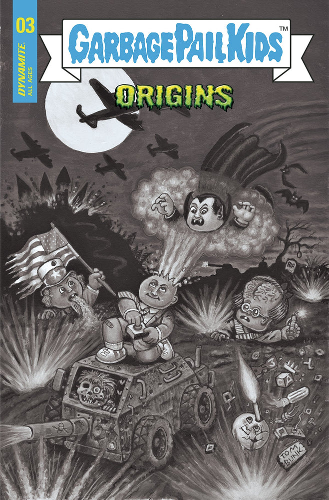 Garbage Pail Kids Origins #3 G 1:20 Tom Bunk B&W (12/14/2022) Dynamite (ONLINE ORDER ONLY)