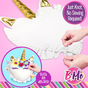 B Me DIY Unicorn Pillow Kit for Girls - No Sew Unicorn Throw Pillow - BM-DIYUNIPILL-61427 (ONLINE ORDER ONLY)