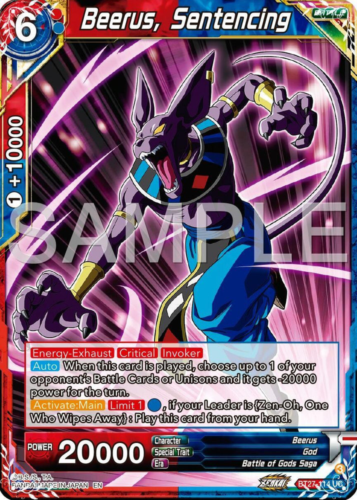 Beerus, Sentencing (BT27-114) [History of Z] (ONLINE ORDER ONLY)