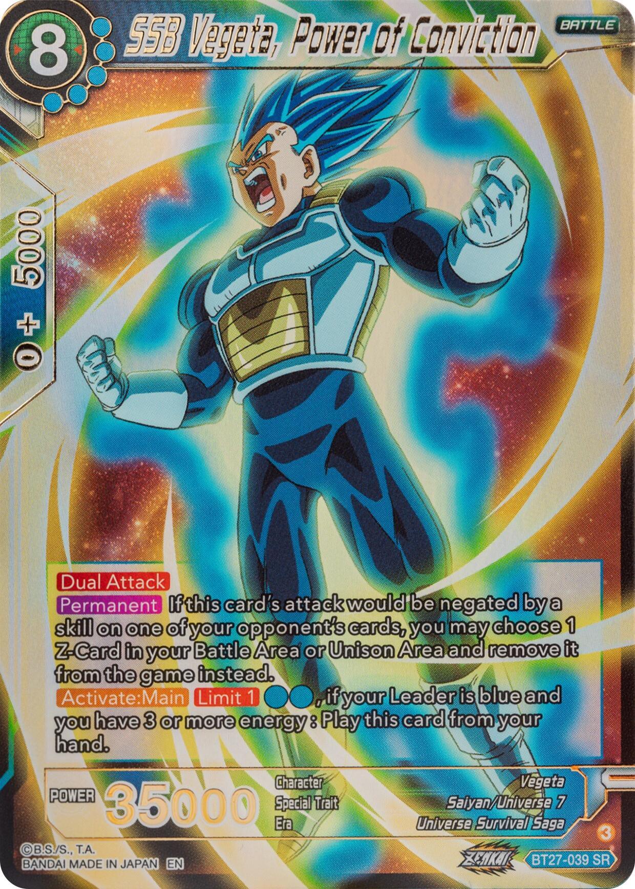 SSB Vegeta, Power of Conviction (BT27-039) [History of Z] (ONLINE ORDER ONLY)