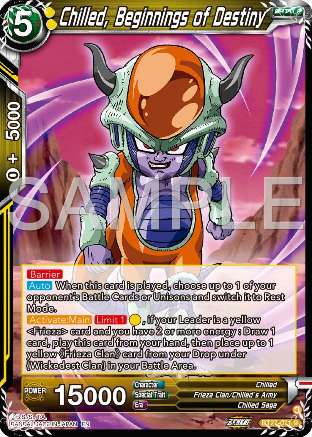 Chilled, Beginnings of Destiny (BT27-071) [History of Z] (ONLINE ORDER ONLY)