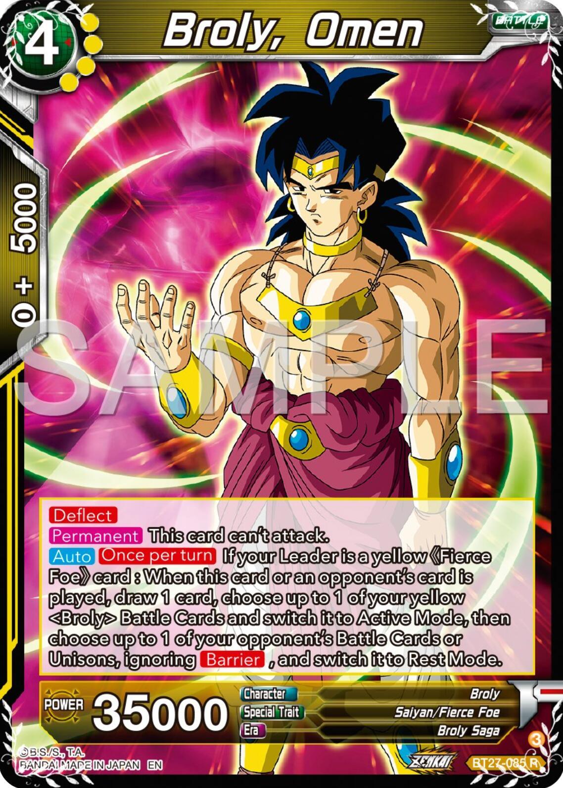 Broly, Omen (BT27-085) [History of Z] (ONLINE ORDER ONLY)