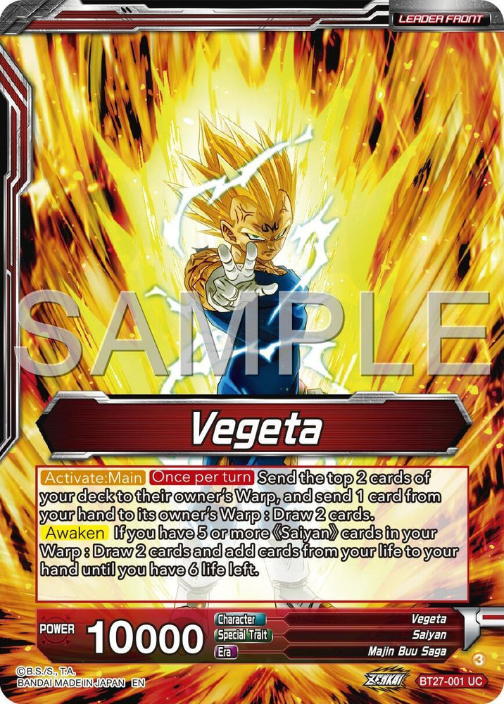 Vegeta // SSB Vegeta, Saiyan Pride (BT27-001) [History of Z] (ONLINE ORDER ONLY)