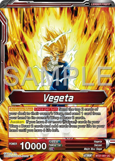 Vegeta // SSB Vegeta, Saiyan Pride (BT27-001) [History of Z] (ONLINE ORDER ONLY)