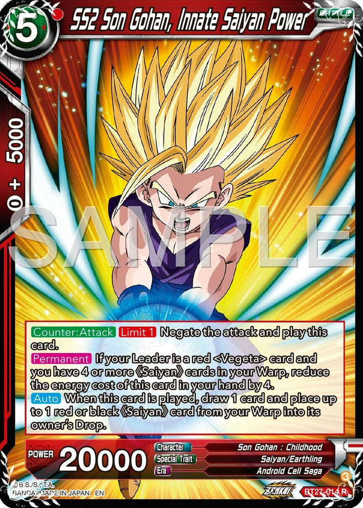 SS2 Son Gohan, Innate Saiyan Power (BT27-014) [History of Z] (ONLINE ORDER ONLY)