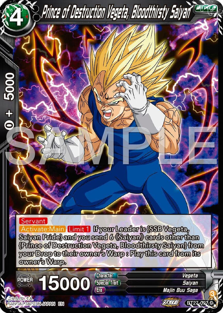 Prince of Destruction Vegeta, Bloodthirsty Saiyan (BT27-097) [History of Z] (ONLINE ORDER ONLY)
