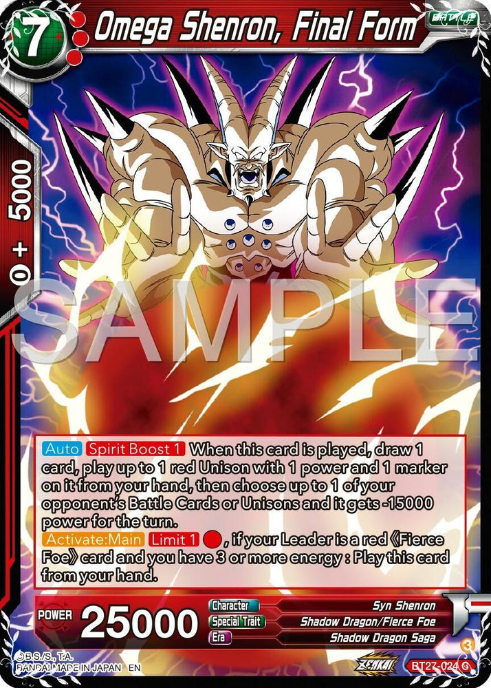 Omega Shenron, Final Form (BT27-024) [History of Z] (ONLINE ORDER ONLY)