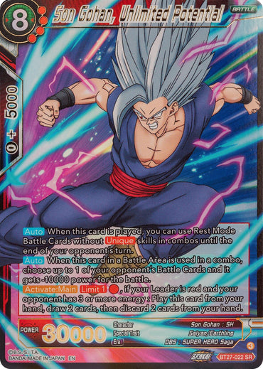 Son Gohan, Unlimited Potential (BT27-022) [History of Z] (ONLINE ORDER ONLY)