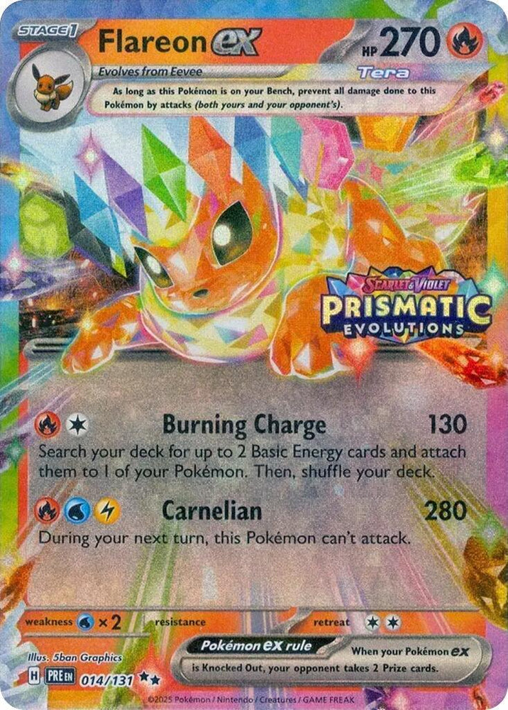 Flareon ex (014/131) (Prismatic Evolutions Stamp) [Scarlet & Violet: Prismatic Evolutions] (Online Only)