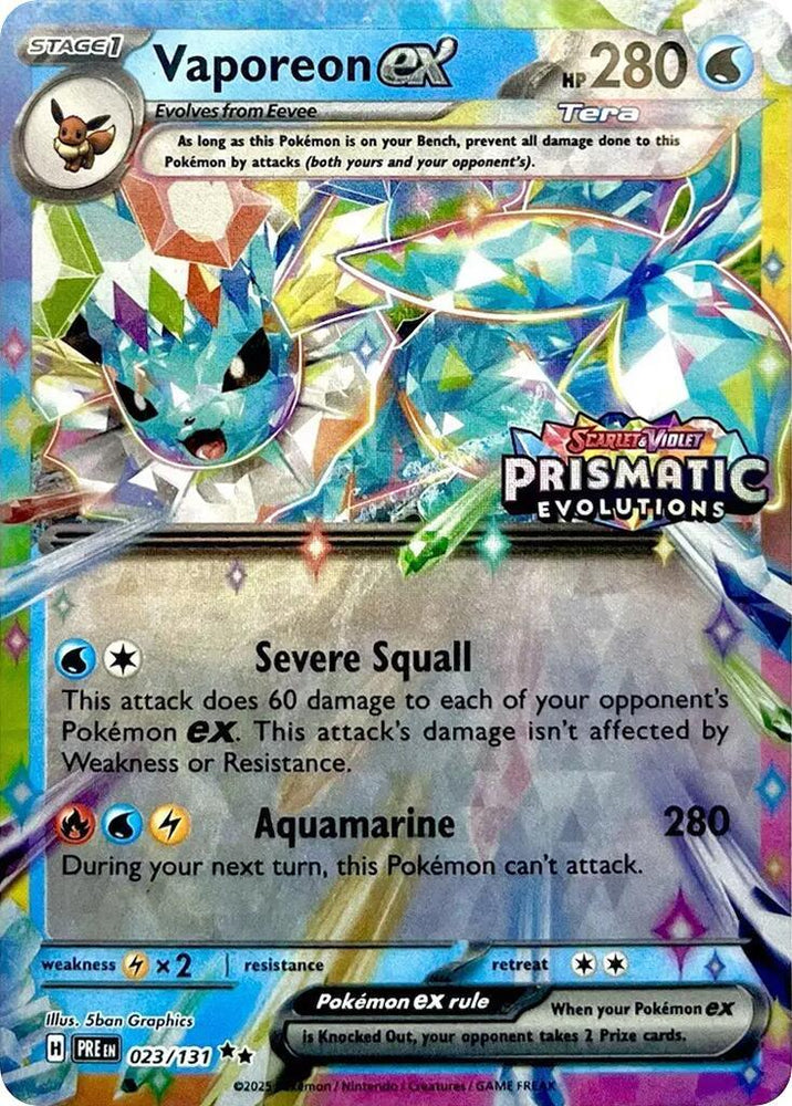 Vaporeon ex (023/131) (Prismatic Evolutions Stamp) [Scarlet & Violet: Prismatic Evolutions] (Online Only)