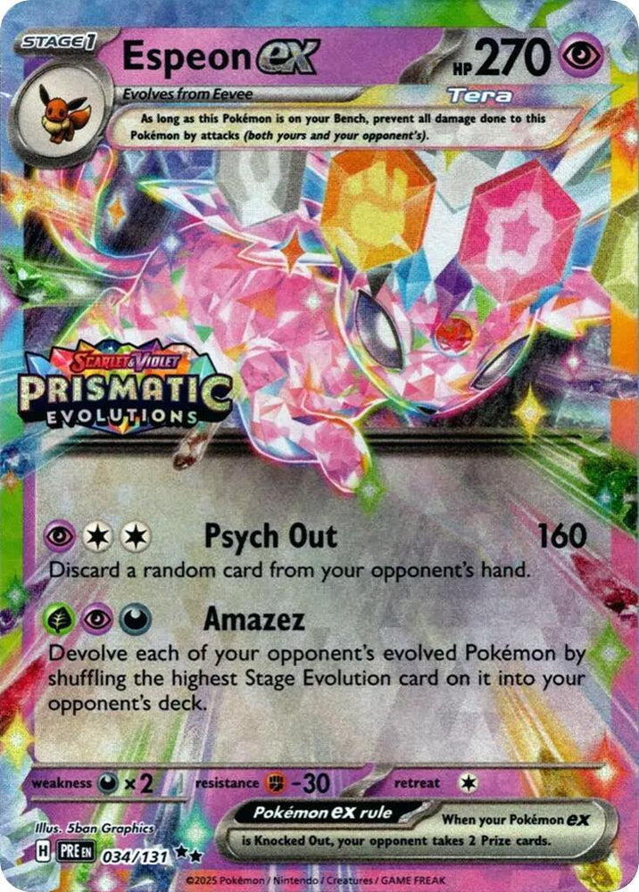 Espeon ex (034/131) (Prismatic Evolutions Stamp) [Scarlet & Violet: Prismatic Evolutions] (Online Only)