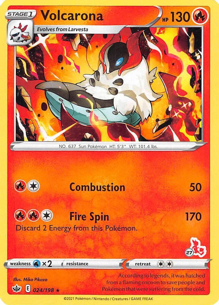 Volcarona (24/198) (Cinderace Stamp #27) [Battle Academy 2022] (Online Only)