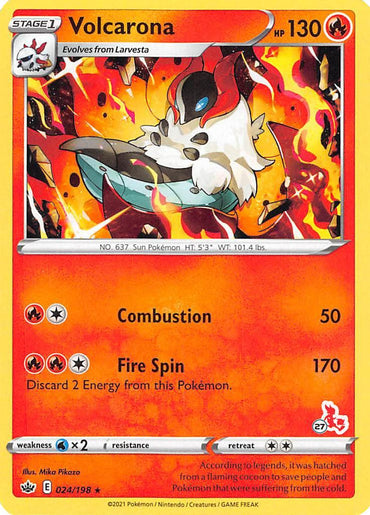 Volcarona (24/198) (Cinderace Stamp #27) [Battle Academy 2022] (Online Only)