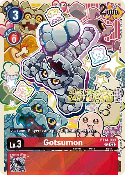 Gotsumon [BT14-009] (2025 Regionals Participant) [Blast Ace Promos] (ONLINE ORDER ONLY)