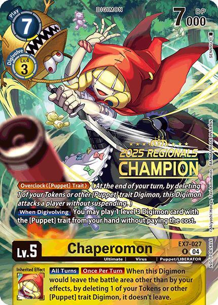Chaperomon [EX7-027] (2025 Regionals Champion) [Digimon LIBERATOR Promos] (ONLINE ORDER ONLY)