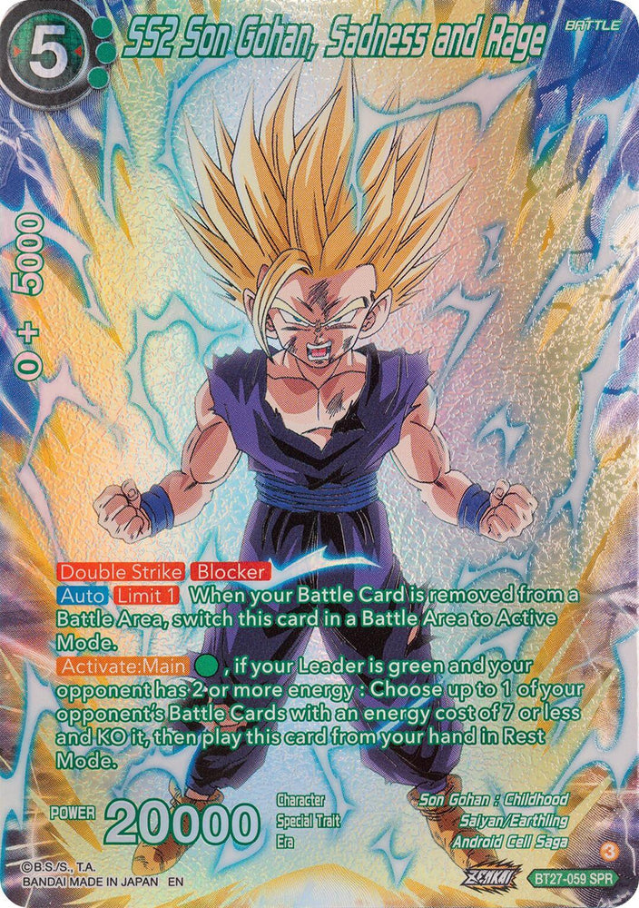 SS2 Son Gohan, Sadness and Rage (SPR) (BT27-059) [History of Z] (ONLINE ORDER ONLY)