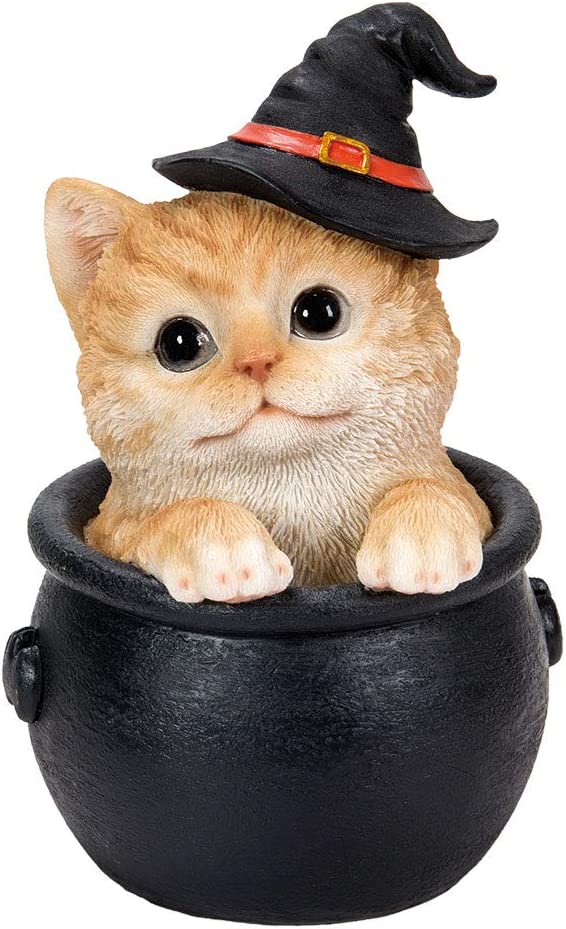Halloween Witches's Orange Tabby in Cauldron (ONLINE ORDER ONLY)