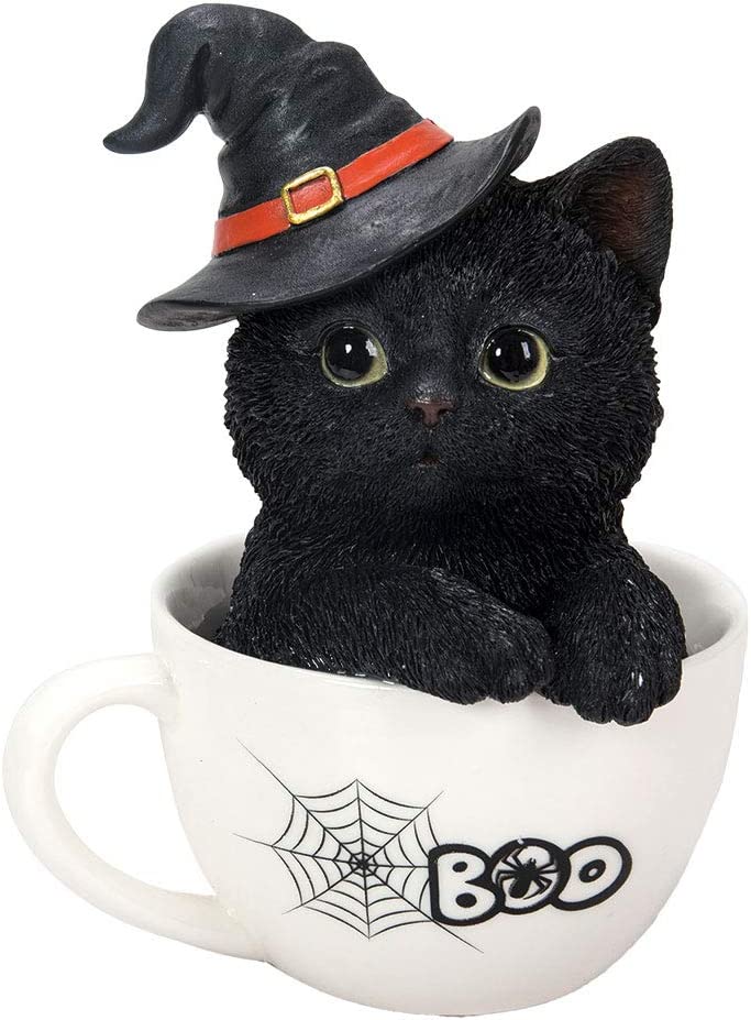 Halloween Witches's Black Kitten In A Tea Cup (ONLINE ORDER ONLY)