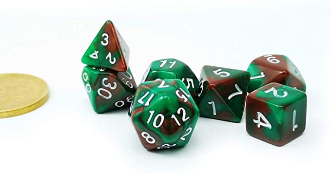 Camouflage Mini Two Tone Polyhedral RPG Dice Set Small D4-D20 in Tube (Online Only)