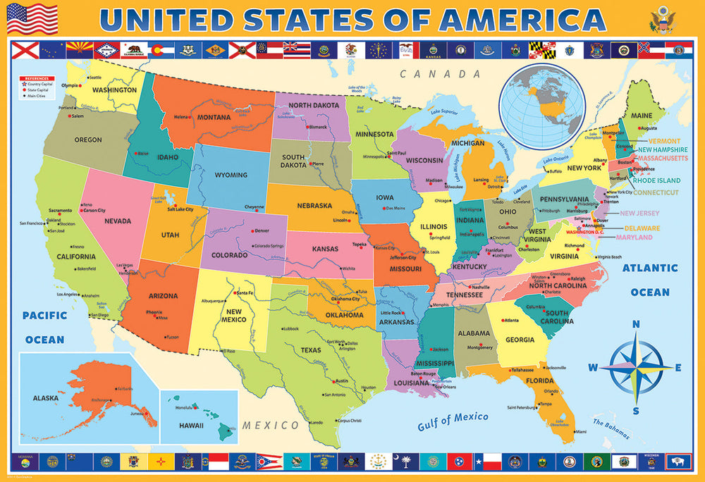 Puzzle: Educational Charts for Kids - Map of the US (ONLINE ORDER ONLY)