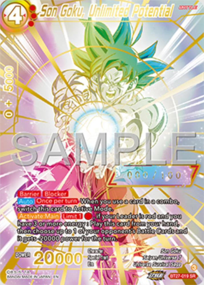 Son Goku, Unlimited Potential (Serial Numbered) (BT27-019) [History of Z] (ONLINE ORDER ONLY)