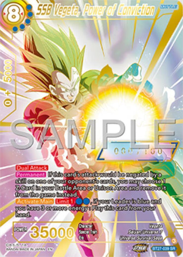 SSB Vegeta, Power of Conviction (Serial Numbered) (BT27-039) [History of Z] (ONLINE ORDER ONLY)
