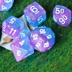 Purple Blue Two Tone 7-Dice Dnd Dice | Glitter w/White Numbers Set (Online Only)