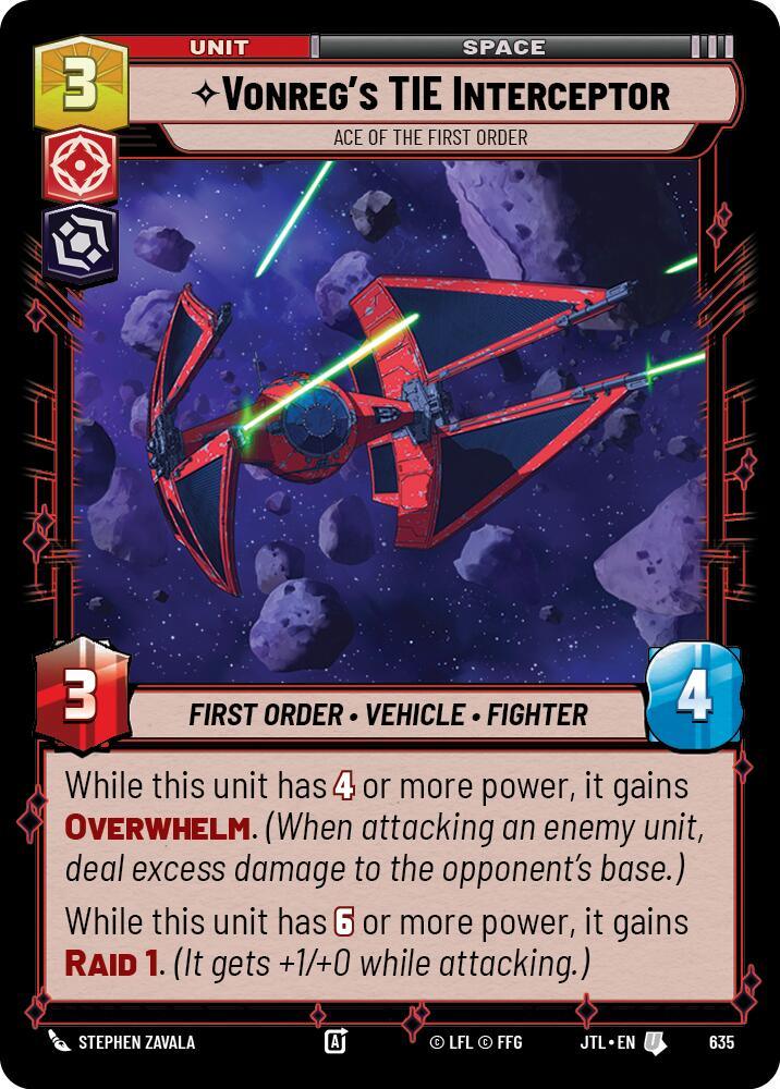 Vonreg's TIE Interceptor - Ace of the First Order (Foil) (635) [Jump to Lightspeed] (ONLINE ORDER ONLY)