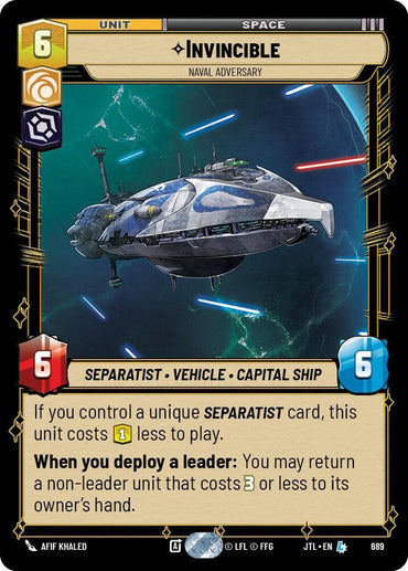 Invincible - Naval Adversary (Foil) (689) [Jump to Lightspeed] (ONLINE ORDER ONLY)