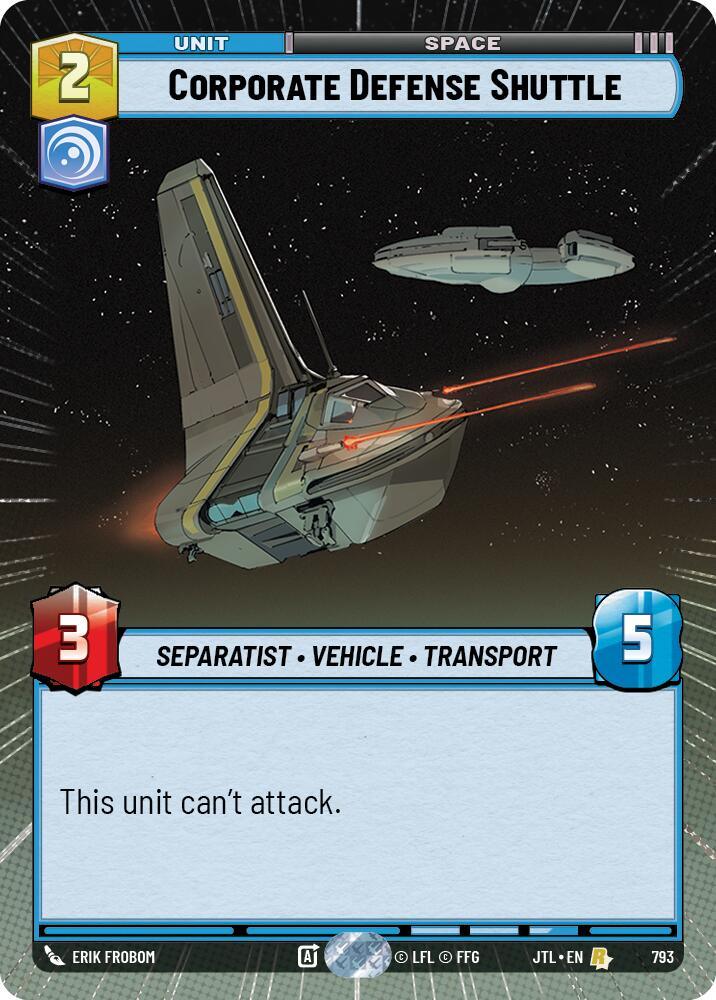 Corporate Defense Shuttle (Hyperspace Foil) (793) [Jump to Lightspeed] (ONLINE ORDER ONLY)